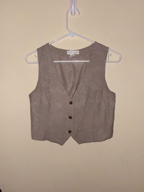 House of Harlow 1960 Taupe Textured V-Neck Vest